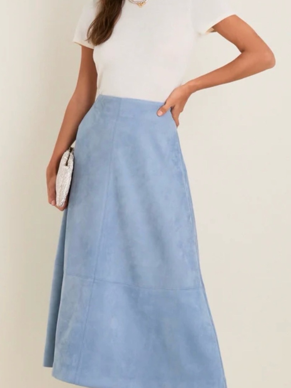 Tuckernuck Maison Blue A-Line Faux Suede Veronica Maxi Skirt XS